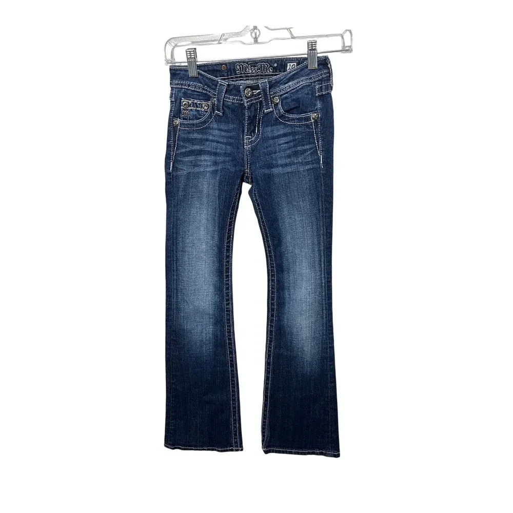 Miss Me Bootcut Jeans Kids Size 10 Dark Wash Embellished JK5443B5